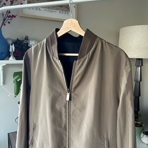 Canali Reversible Nylon Bomber Jacket Water Resistant bronze/navy